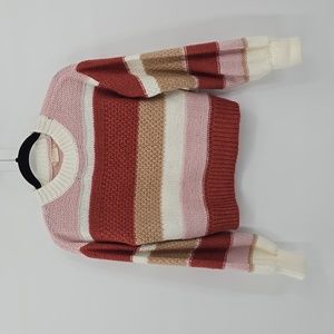 Altar'd State Pink Mutli Stripe Knit Crop Sweater Size XS